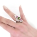 Huge Vintage 1920's 7.21ct t.w. Edwardian Pink Topaz Peridot Diamond Navette Cocktail Birthstone Ring Platinum