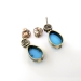 Antique Art Nouveau 1900's Turquoise & Old Mine Cut Diamond Earrings 14k Yellow Gold Sterling Silver