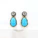 Antique Art Nouveau 1900's Turquoise & Old Mine Cut Diamond Earrings 14k Yellow Gold Sterling Silver