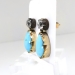 Antique Art Nouveau 1900's Turquoise & Old Mine Cut Diamond Earrings 14k Yellow Gold Sterling Silver