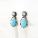 Antique Art Nouveau 1900's Turquoise & Old Mine Cut Diamond Earrings 14k Yellow Gold Sterling Silver