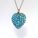 Antique 1880's Pave' Cabochon Natural Turquoise Victorian Gold Heart Locket 10k Rose Yellow Gold
