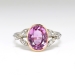 Art Deco Vintage Pink Tourmaline & Rose Cut Diamond Cocktail Engagement Ring 18k Yellow Gold Platinum