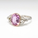 Art Deco Vintage Pink Tourmaline & Rose Cut Diamond Cocktail Engagement Ring 18k Yellow Gold Platinum