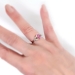 Art Deco Vintage Pink Tourmaline & Rose Cut Diamond Cocktail Engagement Ring 18k Yellow Gold Platinum