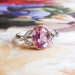 Art Deco Vintage Pink Tourmaline & Rose Cut Diamond Cocktail Engagement Ring 18k Yellow Gold Platinum