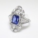 Vintage Sapphire Diamond Ring 2.10ct t.w. Circa 1930's Art Deco Navette Filigree Wedding Birthstone Engagement Ring Platinum