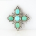 Antique Victorian Turquoise Diamond Pendant Circa 1860's 17.34ct t.w. Old Mine Cut Diamond Brooch Pin 18k Rose Yellow Gold Sterling Silver