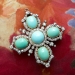 Antique Victorian Turquoise Diamond Pendant Circa 1860's 17.34ct t.w. Old Mine Cut Diamond Brooch Pin 18k Rose Yellow Gold Sterling Silver