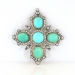 Antique Victorian Turquoise Diamond Pendant Circa 1860's 17.34ct t.w. Old Mine Cut Diamond Brooch Pin 18k Rose Yellow Gold Sterling Silver