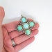 Antique Victorian Turquoise Diamond Pendant Circa 1860's 17.34ct t.w. Old Mine Cut Diamond Brooch Pin 18k Rose Yellow Gold Sterling Silver