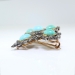 Antique Victorian Turquoise Diamond Pendant Circa 1860's 17.34ct t.w. Old Mine Cut Diamond Brooch Pin 18k Rose Yellow Gold Sterling Silver