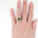 Antique Emerald Diamond Ring 2.87ct t.w. Natural Emerald Old Cut Diamond Bypass Halo Ring 18k Platinum