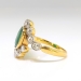 Antique Emerald Diamond Ring 2.87ct t.w. Natural Emerald Old Cut Diamond Bypass Halo Ring 18k Platinum