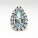 Amazing Aquamarine Diamond Ring 8.65ct t.w. Old European Cut Halo Engagement Anniversary Unique Ring 18k Rose Gold Platinum