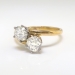 Vintage Toi Et Moi Double Diamond Ring 1ct t.w. Old European Cut Bypass Engagement Anniversary Ring 18k Yellow Gold Platinum