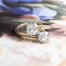 Vintage Toi Et Moi Double Diamond Ring 1ct t.w. Old European Cut Bypass Engagement Anniversary Ring 18k Yellow Gold Platinum