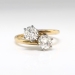 Vintage Toi Et Moi Double Diamond Ring 1ct t.w. Old European Cut Bypass Engagement Anniversary Ring 18k Yellow Gold Platinum