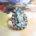 Amazing Aquamarine Diamond Ring 8.65ct t.w. Old European Cut Halo Engagement Anniversary Unique Ring 18k Rose Gold Platinum