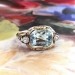 Art Deco Aquamarine Diamond Ring Circa 1930's Two Tone Filigree Engagement Birthstone Ring 14k Gold