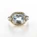 Art Deco Aquamarine Diamond Ring Circa 1930's Two Tone Filigree Engagement Birthstone Ring 14k Gold