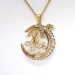 Antique Victorian Old Pear Mine Cut Diamonds Circa 1880's 2.83ct t.w. Crescent Moon Pendant Necklace 18k Gold 14k Gold Chain 20' Inches