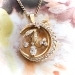 Antique Victorian Old Pear Mine Cut Diamonds Circa 1880's 2.83ct t.w. Crescent Moon Pendant Necklace 18k Gold 14k Gold Chain 20' Inches