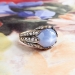 Antique Influenced Tulip 8.40ct t.w. Natural Lavender Blue Star Sapphire & Old European Cut Diamond Ring 18k Yellow Gold