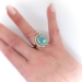 Victorian Influenced Antique Black Opal & Diamond Halo 18k Rose Gold Ring
