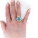 Victorian Influenced Antique Black Opal & Diamond Halo 18k Rose Gold Ring