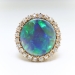Victorian Influenced Antique Black Opal & Diamond Halo 18k Rose Gold Ring