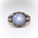 Antique Influenced Tulip 8.40ct t.w. Natural Lavender Blue Star Sapphire & Old European Cut Diamond Ring 18k Yellow Gold