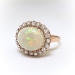 Colorful 3.65ct t.w. Natural Australian Crystal Opal & Old European Cut Diamond Halo Ring 18k Rose Gold