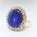 Vintage Opal Diamond Ring Bluebird Black Opal 6.18ct t.w. Victorian Antique Old European Cut Diamond Halo 18k Rose Gold Ring