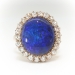 Vintage Opal Diamond Ring Bluebird Black Opal 6.18ct t.w. Victorian Antique Old European Cut Diamond Halo 18k Rose Gold Ring