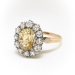Beautiful 2.40ct t.w. Butterscotch Yellow Sapphire & Old Mine Cut Diamond Halo 18k Yellow Gold Platinum Ring