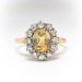 Beautiful 2.40ct t.w. Butterscotch Yellow Sapphire & Old Mine Cut Diamond Halo 18k Yellow Gold Platinum Ring