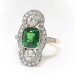 Green Goddess 2.74ct t.w. Tsavorite Garnet & Old European Cut Diamond Ring 18k Yellow Gold Platinum