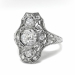 Art Deco Diamond Tall Filigree Dinner Ring 18k