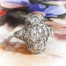 Art Deco Diamond Tall Filigree Dinner Ring 18k