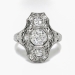 Art Deco Diamond Tall Filigree Dinner Ring 18k