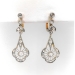 Antique Rose Cut Diamond Filigree Drop Earrings Platinum over 14k