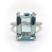 Estate 5.77ct t.w. Emerald Cut Aquamarine Diamond Ring Cocktail Statement Ring Platinum