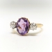 Antique Amethyst and Old Mine Cut Diamond 3 Stone Ring 18k