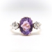 Antique Amethyst and Old Mine Cut Diamond 3 Stone Ring 18k