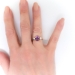 Antique Amethyst and Old Mine Cut Diamond 3 Stone Ring 18k
