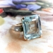 Vintage 9.94ct t.w. Circa 1960's Emerald Cut Aquamarine Baguette Diamond Ring 14k Platinum