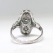 Vintage Art Deco Old Cut Diamond Filigree & Emerald Ring 18k White Gold