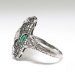 Vintage Art Deco Old Cut Diamond Filigree & Emerald Ring 18k White Gold