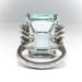 Vintage Aquamarine Diamond Ring 14.65ct t.w. Cocktail Statement Ring 14k